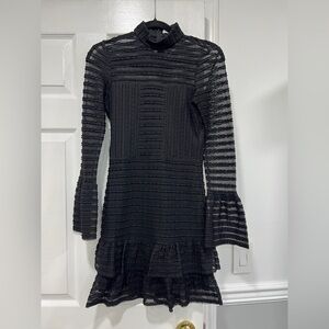 Parker Elegant Black Textured Dress